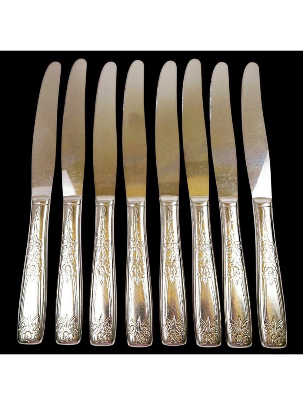 Sears Roebuck Rose Stainless Modern Hollow Knives (Set of 8) 8 5/8" Vintage